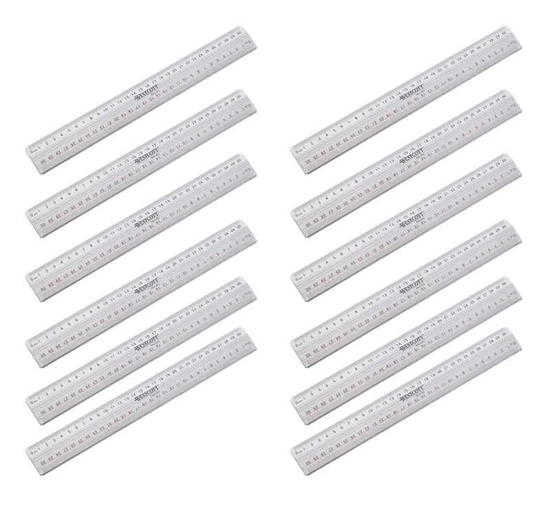 Westcott E-10112 00 I Knife Cutting Ruler Aluminium, 30 cm, 12 pcs, Silver