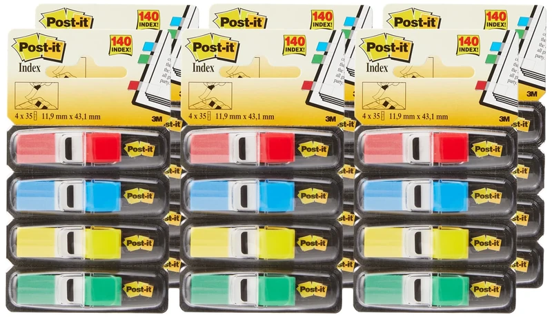 POST-IT Labels Index 4 Colors Classics 683-4 27109 Blistx4 Paper converting Pack of 6