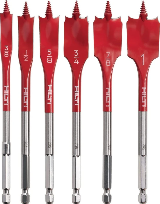 Hilti 2025582 WDB-S Spade Bit Set, 1x 100 mm bit extension, 6x Spade Bits, Diameter 16-32 mm