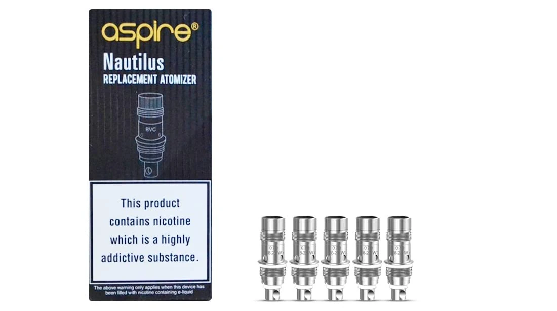 Aspire Nautilus BVC Replacement Coils, 1.6 Ohm, Enhanced Flavor and Longevity, MTL Vaping, Works with Nautilus, Mini, 2, AIO, Triton Mini, K3, Aspire Vaping Coils, Pack of 5, No Nicotine