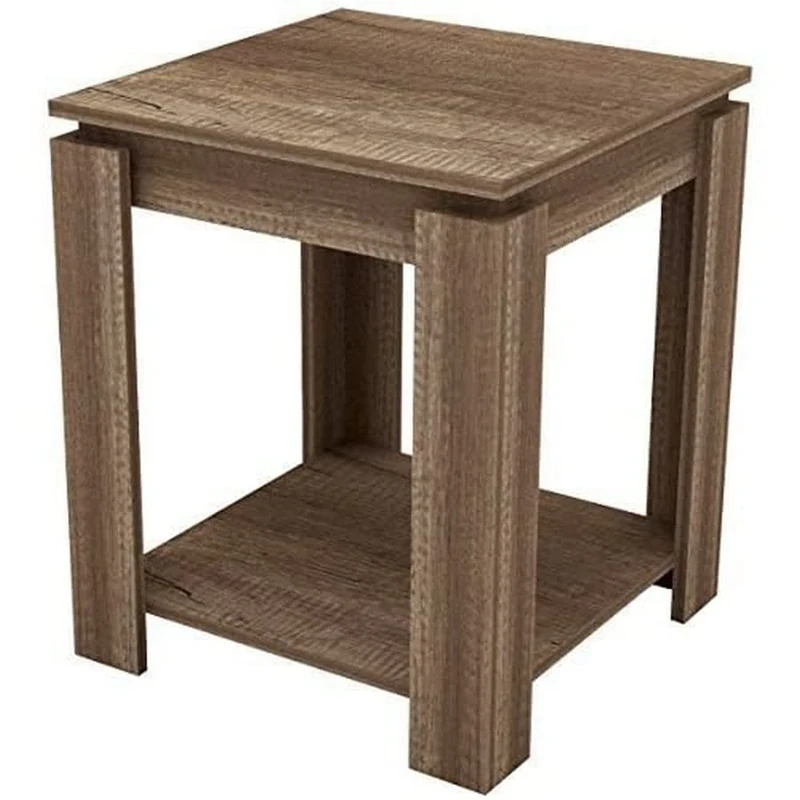 GFW Canyon Oak Lamp Table, Free Standing Side Table Unit Featuring Under Table Storage For Living Room, Bedroom Office Or Hallway, Contemporary Grey Oak Wood Dimensions: H56cm x W47cm x D47cm