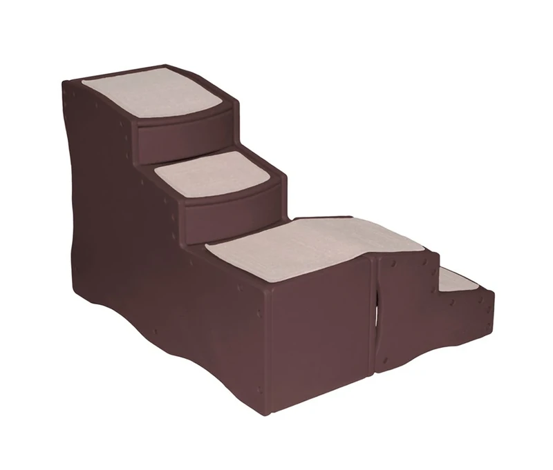 Pet Gear Easy Step Bed Stair for Cats/Dogs, Adjusts to Either Side of Bed, Removable Washable Carpet Treads, Storage Compartment, for Pets Up to 75lbs