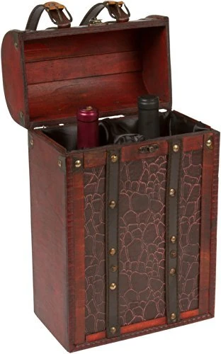 Treasure Chest Wine Box - Wooden for 2 Wine Bottles - By Trademark Innovations By Trademark Innovations - Image 1