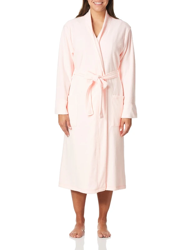 N Natori Nirvana Brushed Terry Bathrobe Robe for Women, Solid Blush Pink, XS
