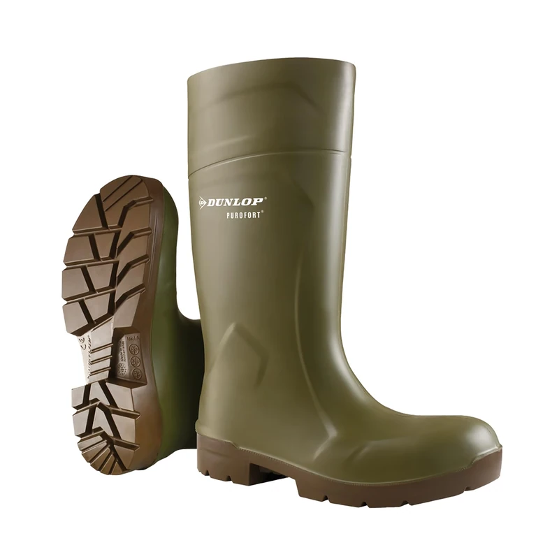 DUNLOP Purofort FoodPRO - Unisex Multigrip Safety Waterproof Work Boots, Green, Antistatic and Slip-Resistant Wellies with Steel Toecap for Outdoor and Food Processing Industry - EU46, UK11