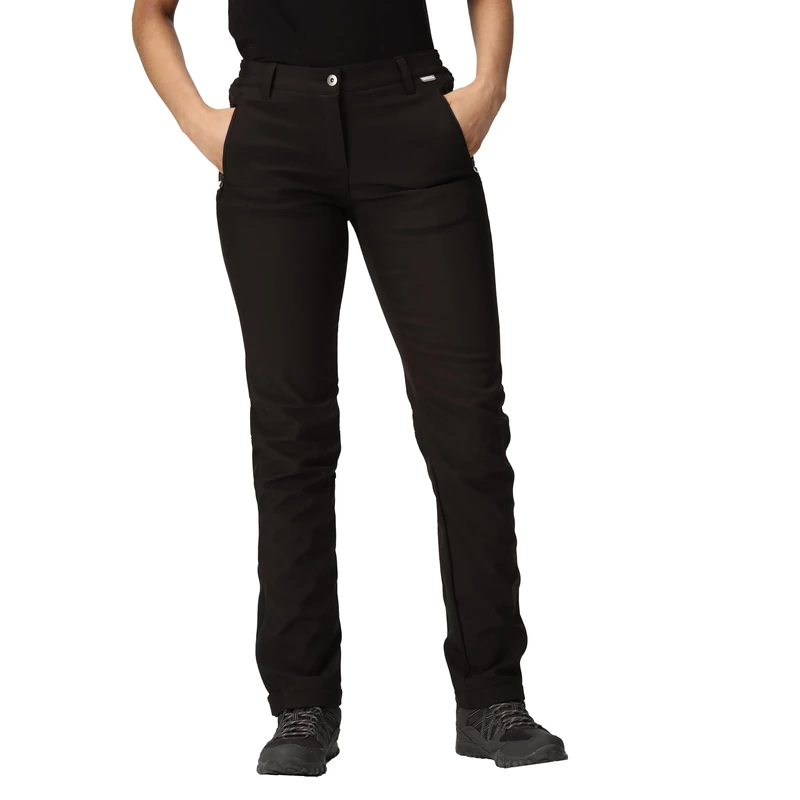Regatta Geo II Womens Softshell Hiking Trousers - Black Long