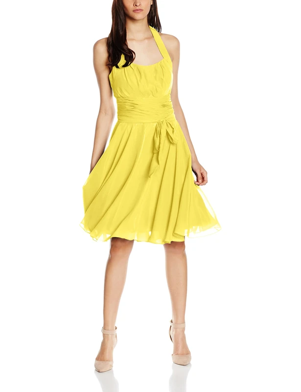 Astrapahl Women's co8002ap Knee-Length Plain Cocktail Sleeveless Dress, Yellow (Gelb), 8 (Manufacturer Size: 32)
