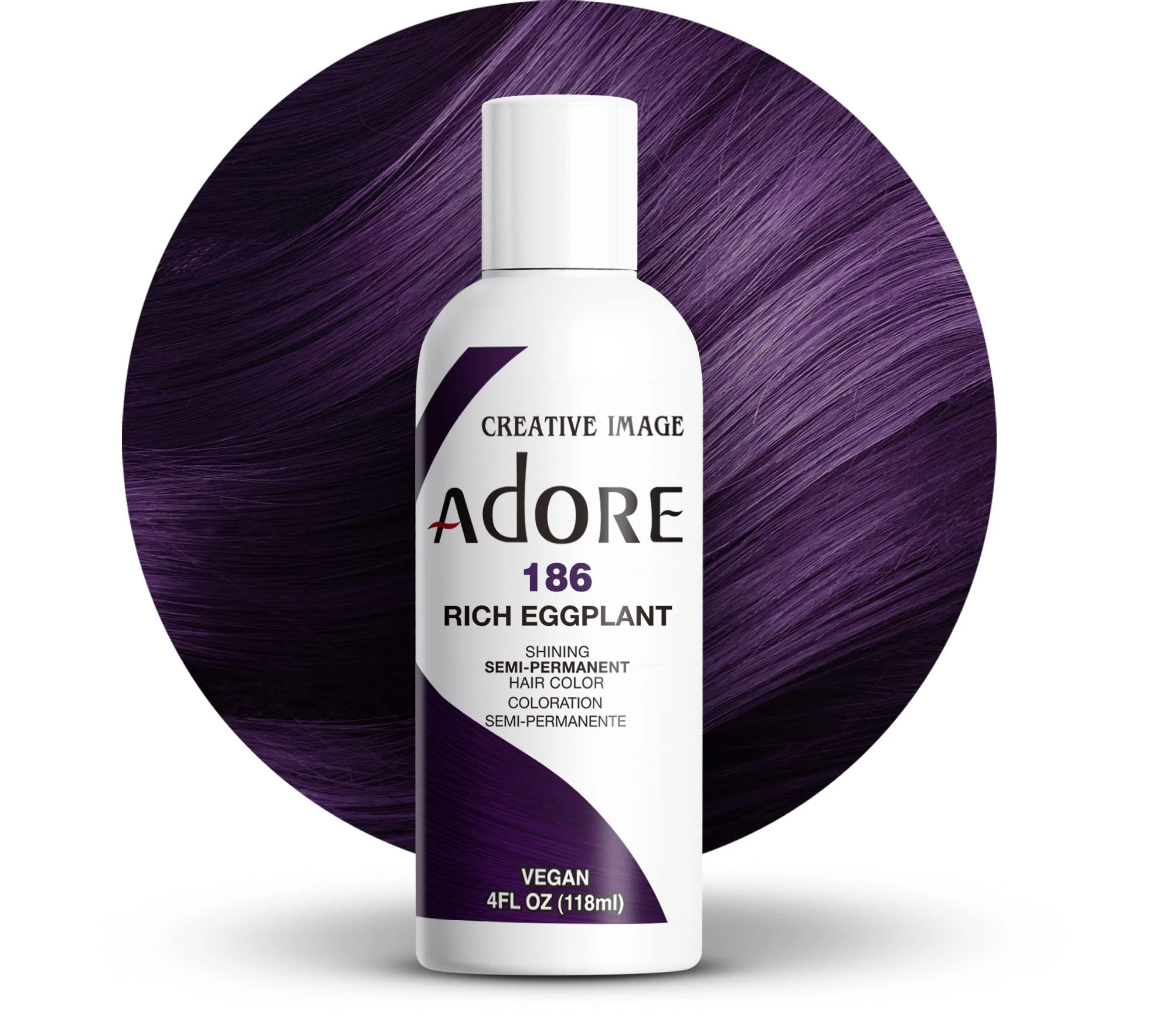Adore Shining Semi Permanent Hair Colour, 186 Rich Eggplant