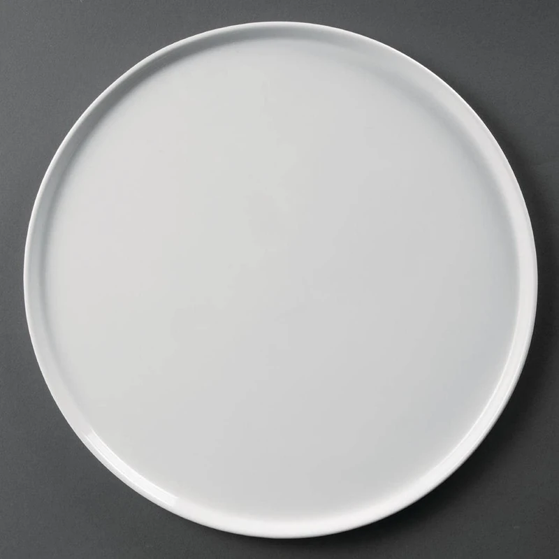 Olympia Whiteware Pizza Service Plates 330mm Porcelain Innovative Design 4pc - Image 1