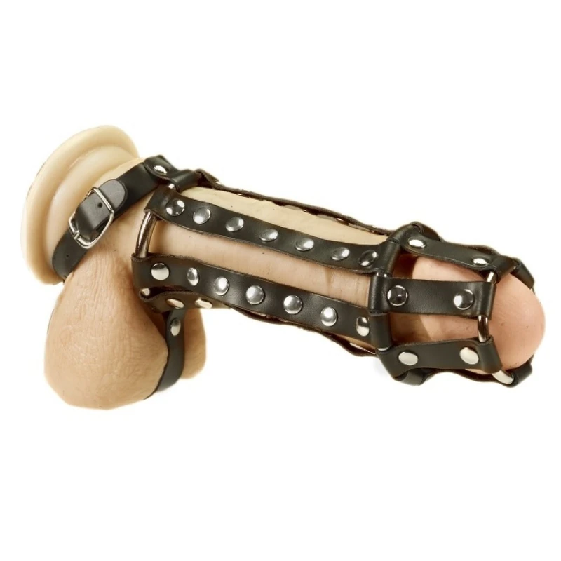 Rimba - Penis Tube with Internal Spines, Scrotum Straps and Buckles Black