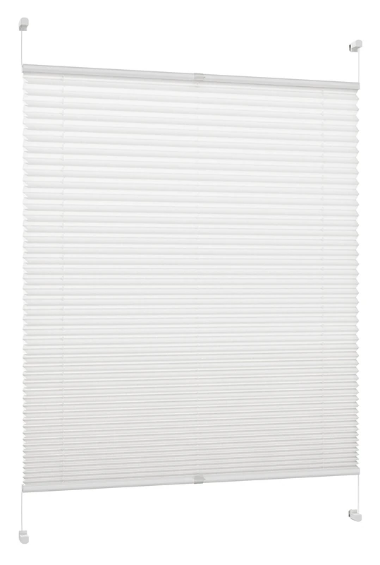 DecoProfi PL01075130 Pleated, braced, maximum total height window sash with clamp support / -fix, without drilling, white , 95 cm x 220 cm - Image 1