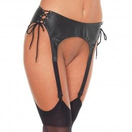 Rimba - Suspender Belt with Side Lacing Black