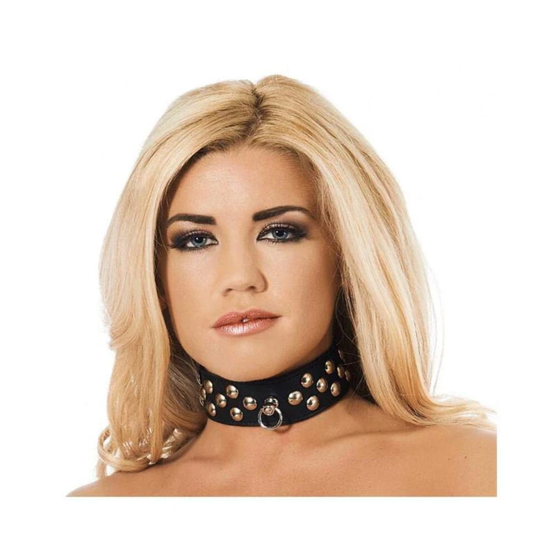 Rimba - Collar 4 Cm. Wide Decorated with Rivets Black