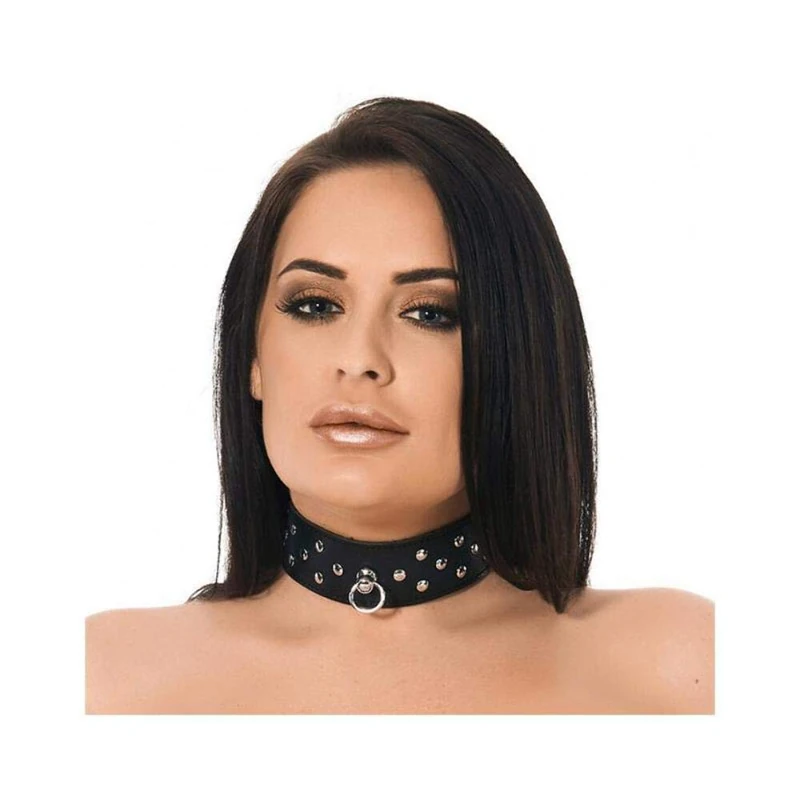 Rimba - Collar 4 Cm. Wide Decorated with Rivets Black
