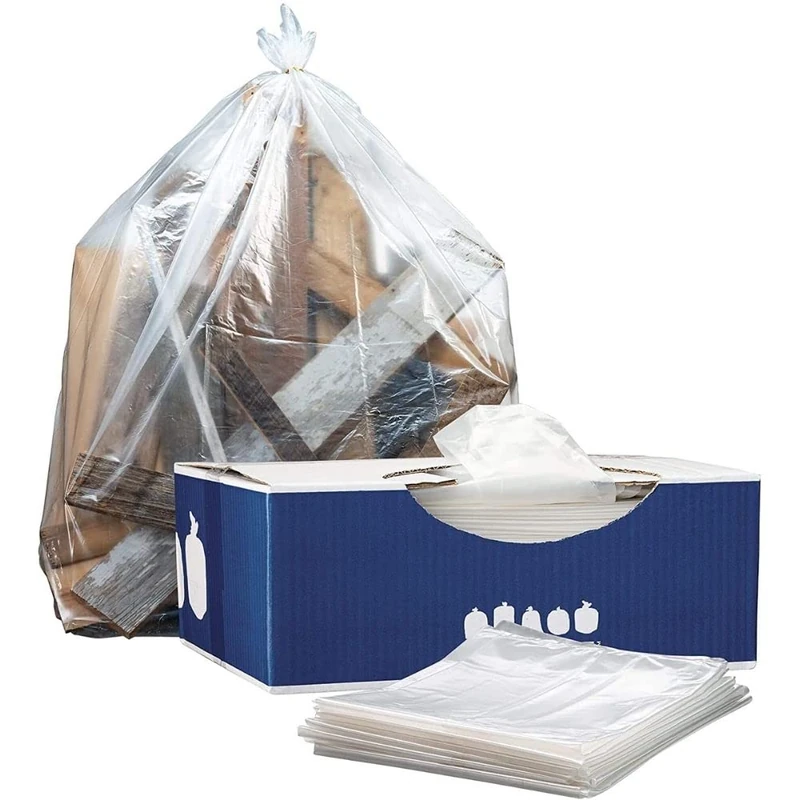 Plasticplace 56 gallon Trash Bags │ 1.5 Mil │ Clear Heavy Duty Liners, Fits Glutton Garbage Can │ 43” x 46” (50 Count) (W56LDC1)