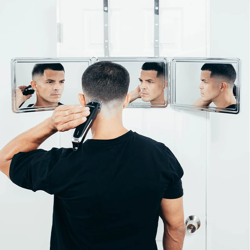 Self Cut System: Perfecting Self Grooming - Black Lambo 3-Way Mirror with Free Educational Mobile App