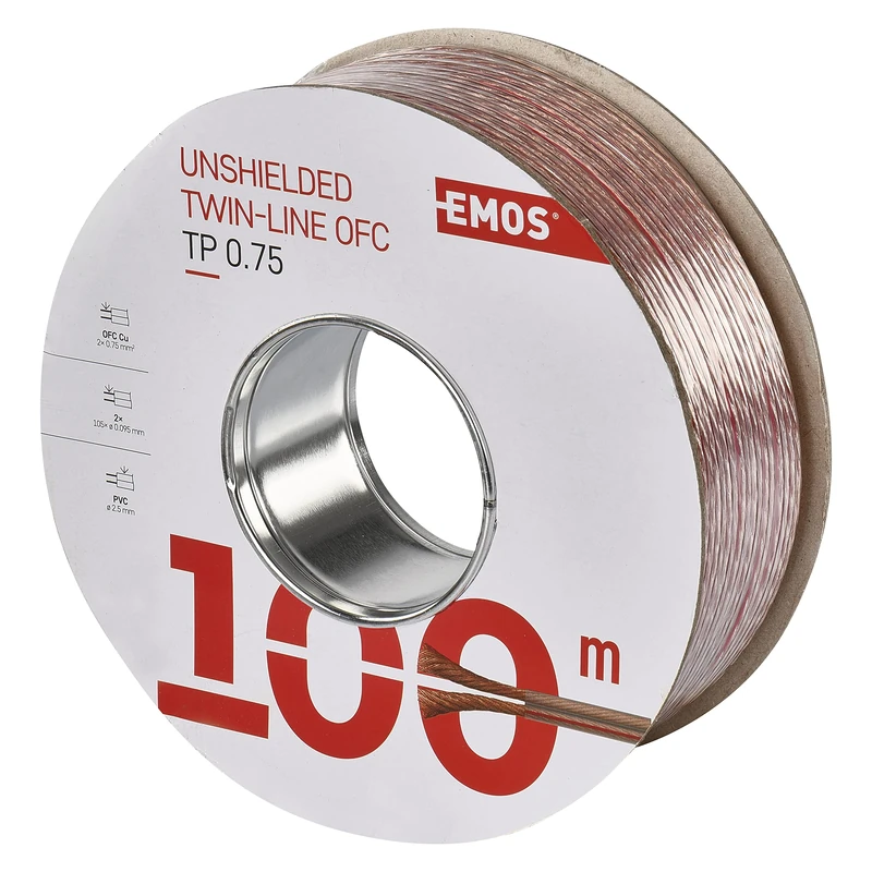 Emos Les Armoured Zweidr Athle Switched 2 x 0.75 mm Transparent, 100 Pieces, S8307 - Image 1