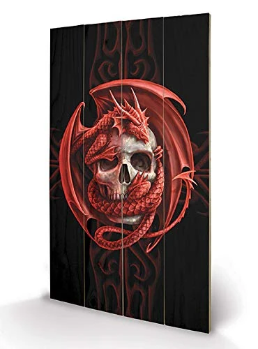 Pyramid International Anne Stokes (Skull Embrace) Wood Print, Multi-Colour, 45 x 76 x 1.3 cm