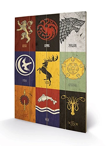 Pyramid International SW11383P Game of Thrones Sigils Wood Print 40 x 59cm, Multi-Colour, 40 x 59 x 1.3 cm