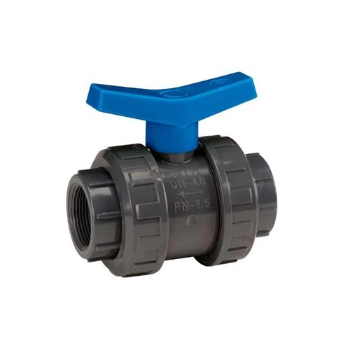 Syveco 583090 Series 583 PVC-U Ball Valve, PN10, Pool Series, Glue-on, Blue Handle, M90