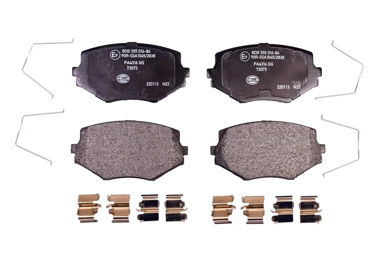 HELLA 8DB 355 016-861 Brake pad set - with acoustic wear warning - T3073 - for e.g. EUNOS / MAZDA