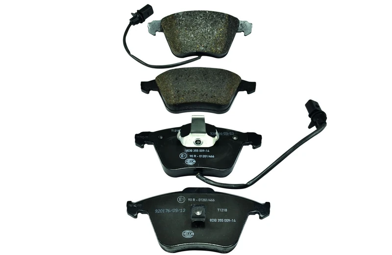 HELLA 8DB 355 009-141 Brake pad set - with integrated wear warning contact - T1218 - for e.g. AUDI