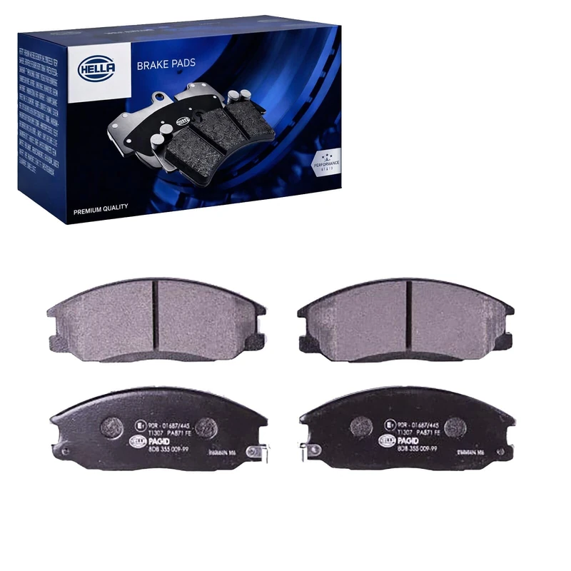 HELLA 8DB 355 009-991 Brake pad set - with acoustic wear warning - T1307 - for e.g. DAEWOO / HYUNDAI / SSANGYONG - Image 1