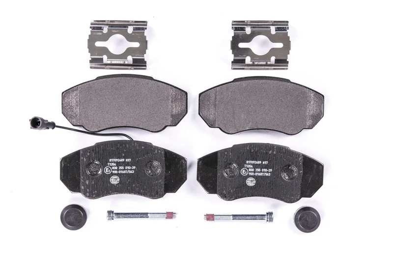 HELLA 8DB 355 010-391 Brake pad set - with integrated wear warning contact - T1354 - for e.g. CITROEN / FIAT / PEUGEOT - Image 1
