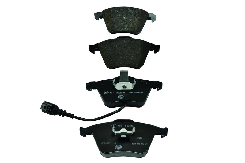 HELLA 8DB 355 010-351 Brake pad set - with integrated wear warning contact - T1350 - for e.g. AUDI / SEAT / SKODA / VOLKSWAGEN