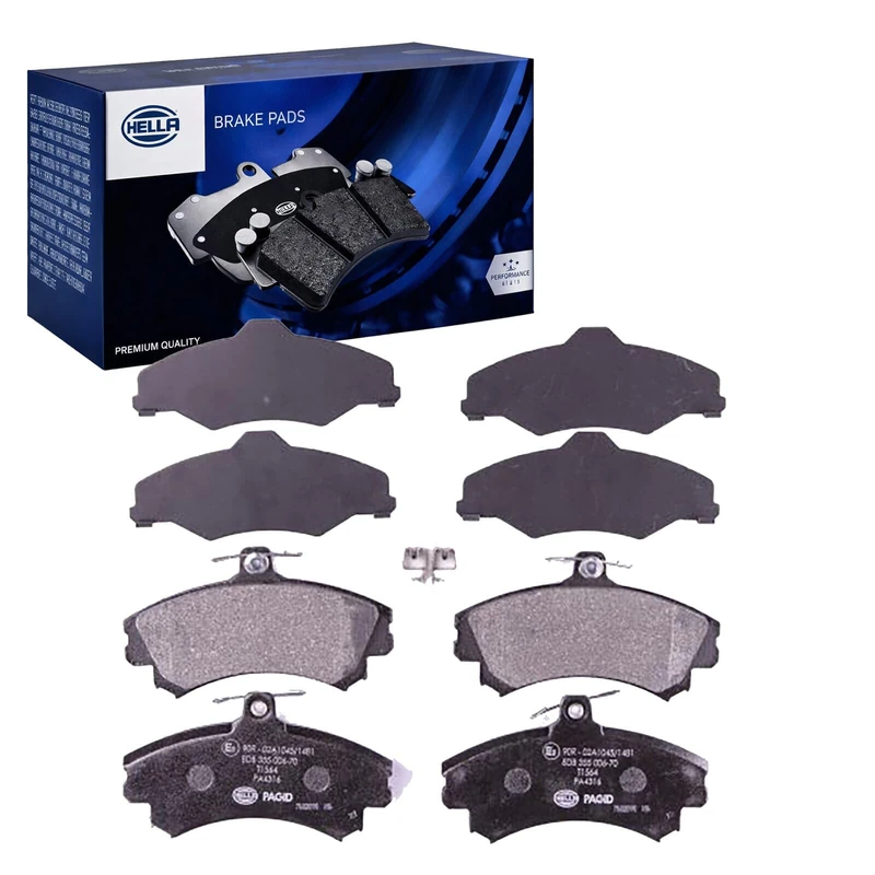 HELLA 8DB 355 006-701 Brake pad set - with acoustic wear warning - T1564 - for e.g. MITSUBISHI / SMART