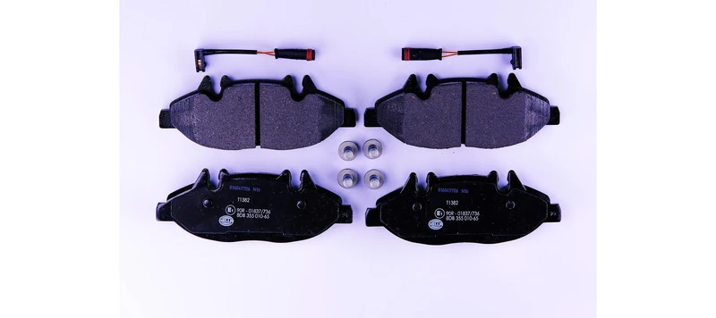 HELLA 8DB 355 010-651 Brake pad set - incl. wear warning contact - T1382 - for e.g. MERCEDES-BENZ