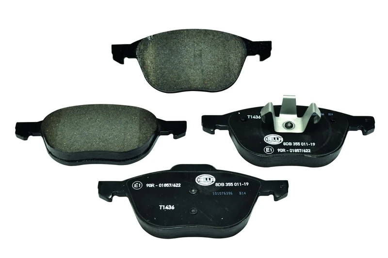 HELLA 8DB 355 011-191 Brake pad set - not prepared for wear indicator - T1436 - for e.g. FORD / MAZDA / NISSAN / VOLVO