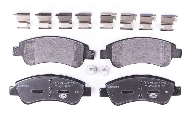 HELLA 8DB 355 011-521 Brake pad set - not prepared for wear indicator - T1468 - for e.g. CITROEN / PEUGEOT