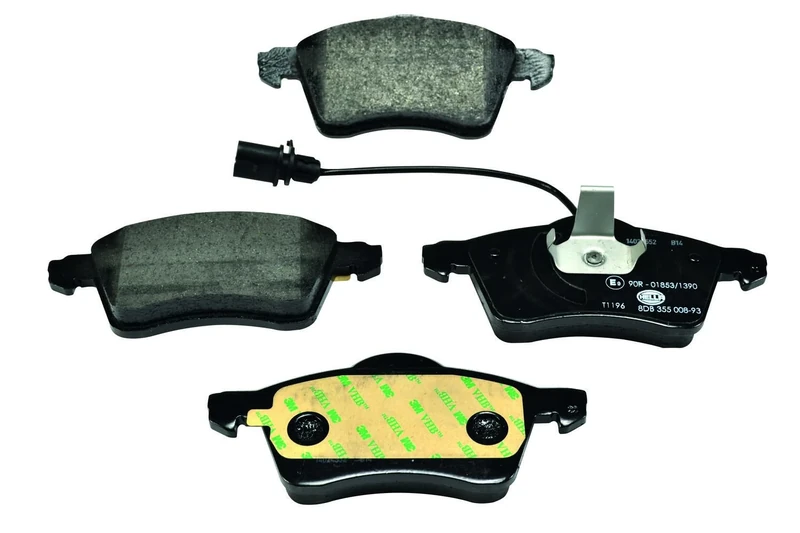 HELLA 8DB 355 008-931 Brake pad set - with integrated wear warning contact - T1196 - for e.g. VOLKSWAGEN