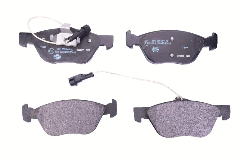 HELLA 8DB 355 007-931 Brake pad set - with integrated wear warning contact - T1099 - for e.g. ALFA ROMEO / FIAT / LANCIA