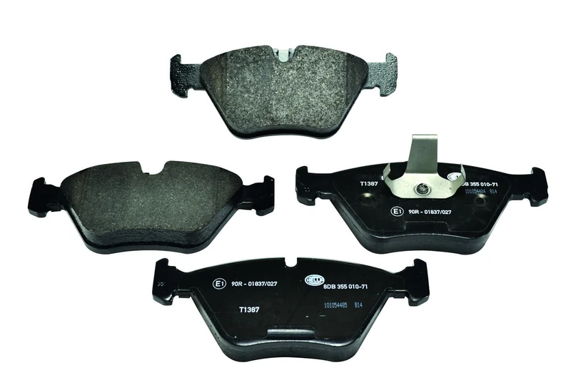 HELLA 8DB 355 010-711 Brake pad set - prepared for wear indicator - T1387 - for e.g. BMW