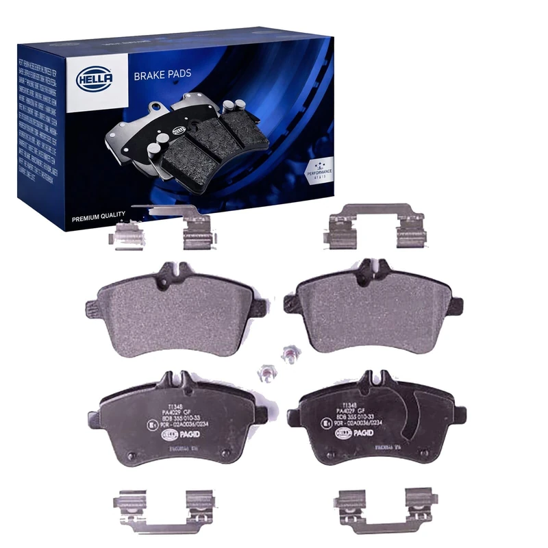HELLA 8DB 355 010-331 Brake pad set - prepared for wear indicator - T1348 - for e.g. MERCEDES-BENZ