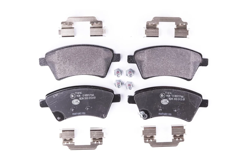 HELLA 8DB 355 012-511 Brake pad set - with acoustic wear warning - T1616 - for e.g. FIAT / SUZUKI