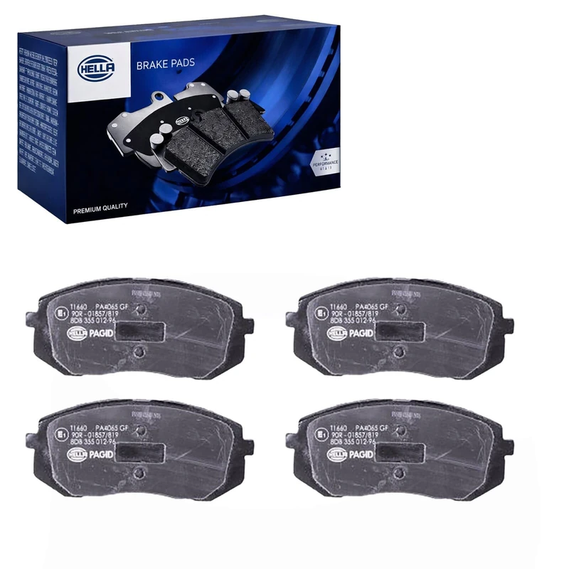 HELLA 8DB 355 012-961 Brake pad set - with acoustic wear warning - T1660 - for e.g. HYUNDAI / KIA