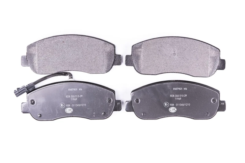 HELLA 8DB 355 015-291 Brake pad set - with integrated wear warning contact - T1969 - for e.g. NISSAN / OPEL / RENAULT / VAUXHALL