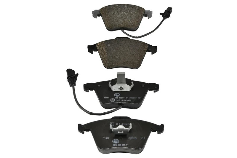 HELLA 8DB 355 011-711 Brake pad set - with integrated wear warning contact - T1487 - for e.g. AUDI - Image 1