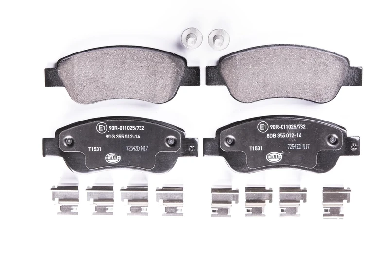 HELLA 8DB 355 012-141 Brake pad set - not prepared for wear indicator - T1531 - for e.g. CITROEN / PEUGEOT / TOYOTA
