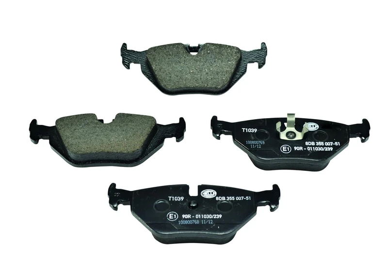 HELLA 8DB 355 007-511 Brake pad set - prepared for wear indicator - T1039 - for e.g. BMW / WIESMANN