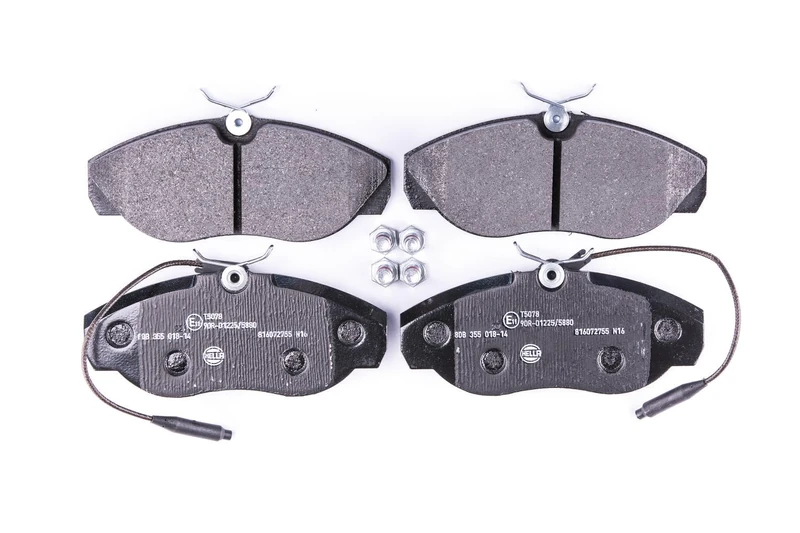 HELLA 8DB 355 018-141 Brake pad set - with integrated wear warning contact - T5078 - for e.g. CITROEN / FIAT / PEUGEOT