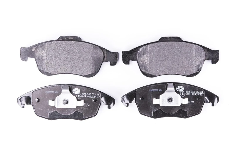 HELLA 8DB 355 013-341 Brake pad set - not prepared for wear indicator - T1701 - for e.g. CITROEN / PEUGEOT