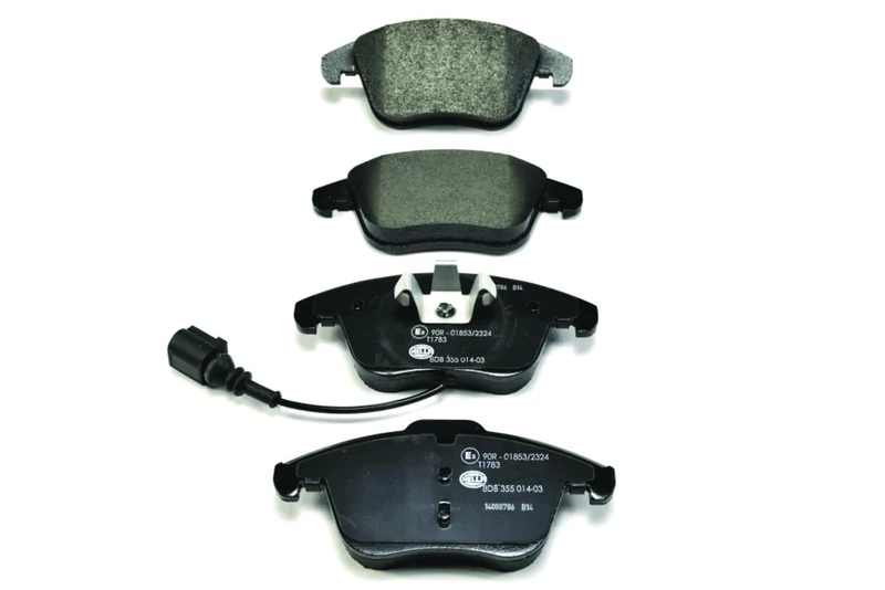 HELLA 8DB 355 014-031 Brake pad set - with integrated wear warning contact - T1783 - for e.g. AUDI / SEAT / VOLKSWAGEN