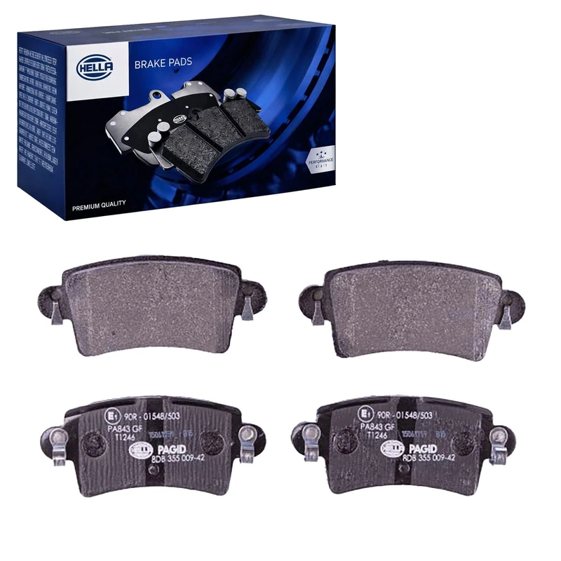 HELLA 8DB 355 009-421 Brake pad set - not prepared for wear indicator - T1246 - for e.g. NISSAN / OPEL / RENAULT / VAUXHALL