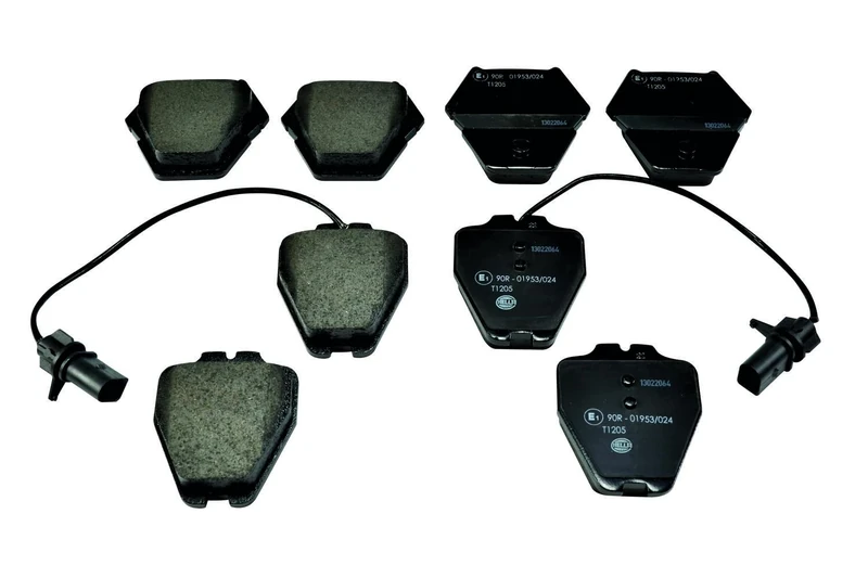 HELLA 8DB 355 009-031 Brake pad set - with integrated wear warning contact - T1205 - for e.g. AUDI / VOLKSWAGEN