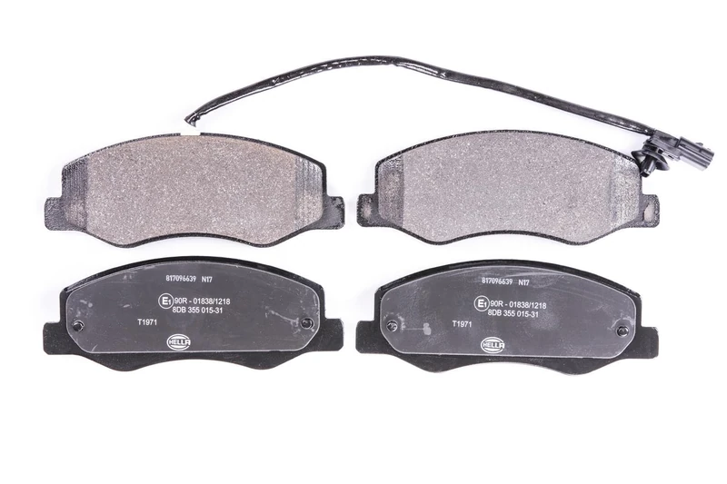 HELLA 8DB 355 015-311 Brake pad set - with integrated wear warning contact - T1971 - for e.g. NISSAN / OPEL / RENAULT / VAUXHALL