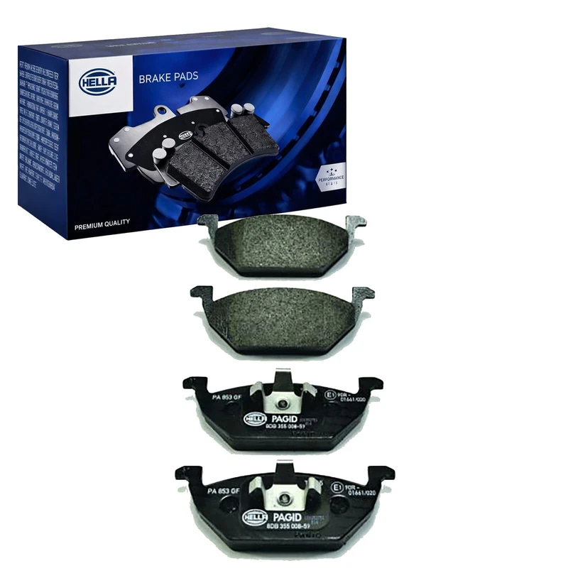 HELLA 8DB 355 008-591 Brake pad set - not prepared for wear indicator - T1165 - for e.g. AUDI / SEAT / SKODA / STREETSCOOTER / VW